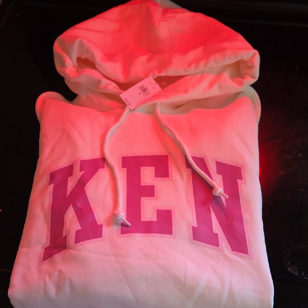 GAP Cream Hoodie with Pink Lettering